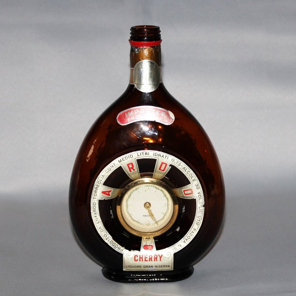 Vintage 1960's Italian Ardo Cherry Liqueur  Clock Bottle | German Mercedes Clock
